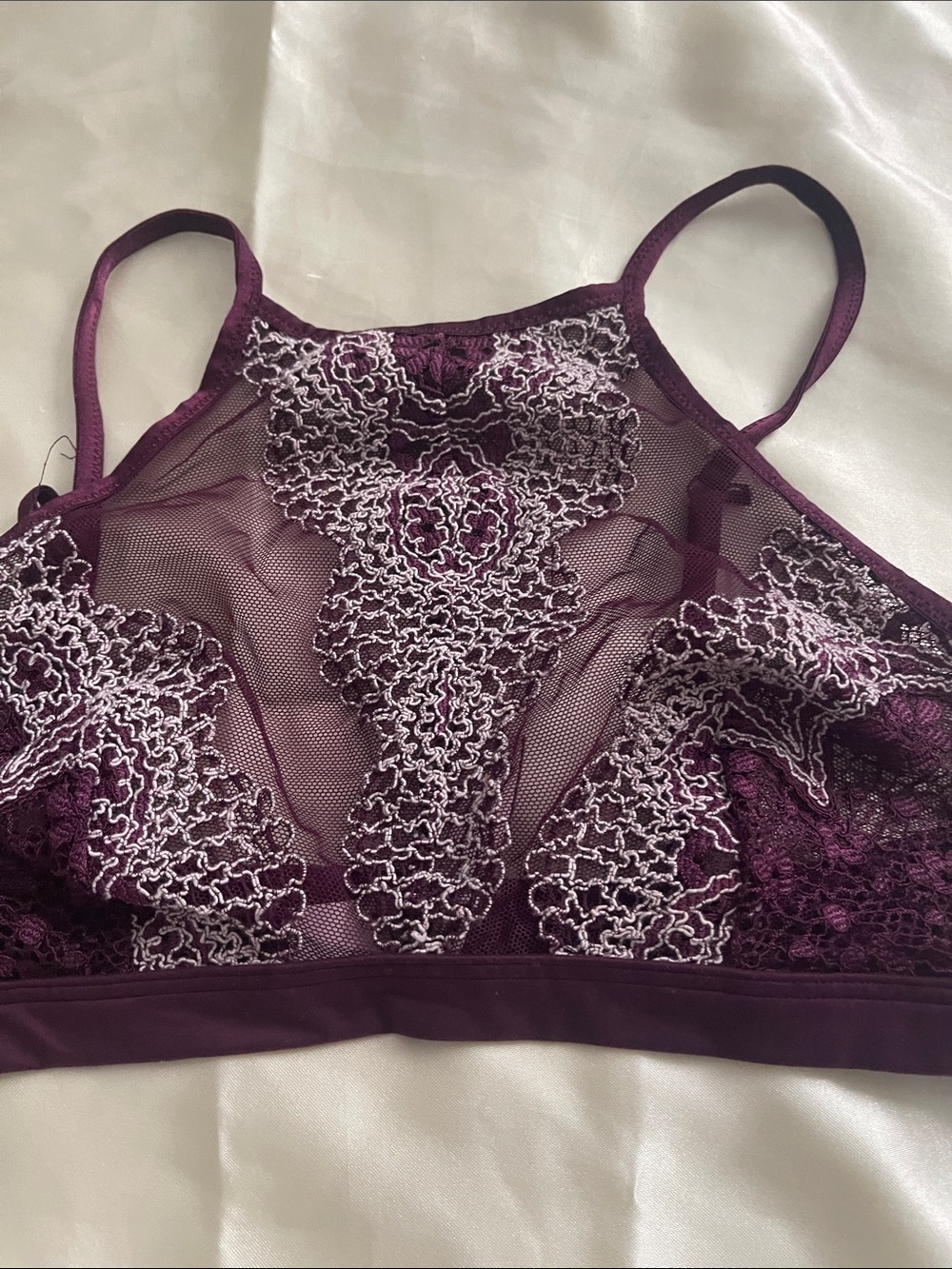 Victoria's Secret Plum Lace High-Neck Bralette - Picture 3 of 6